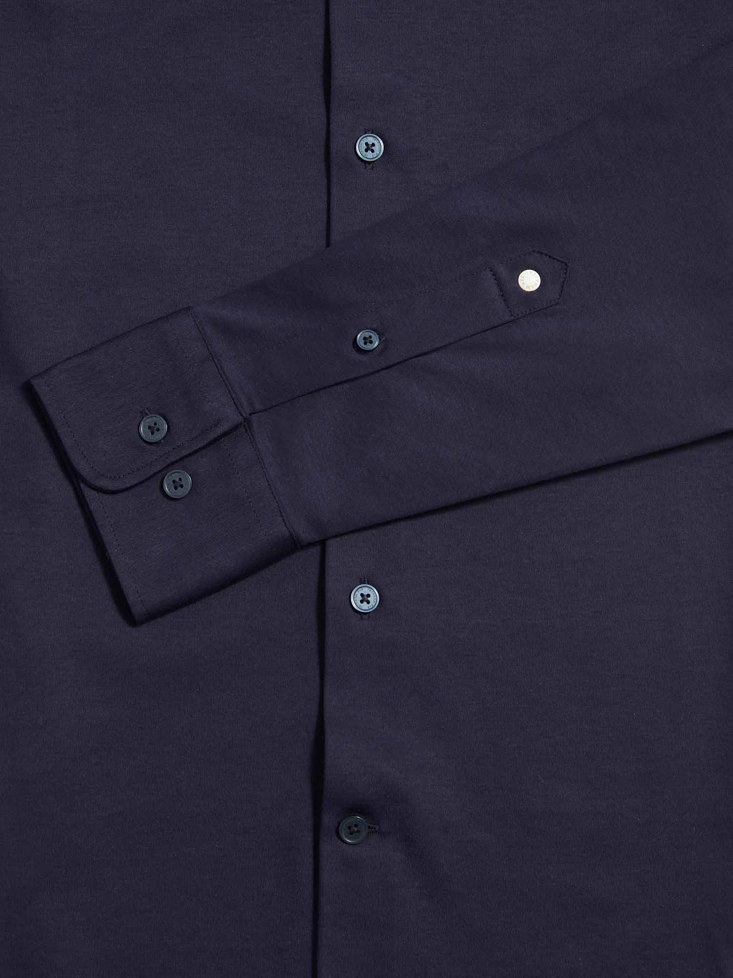 Peckham Rye Jersey Hidden-Button Dark Sapphire Navy Shirt